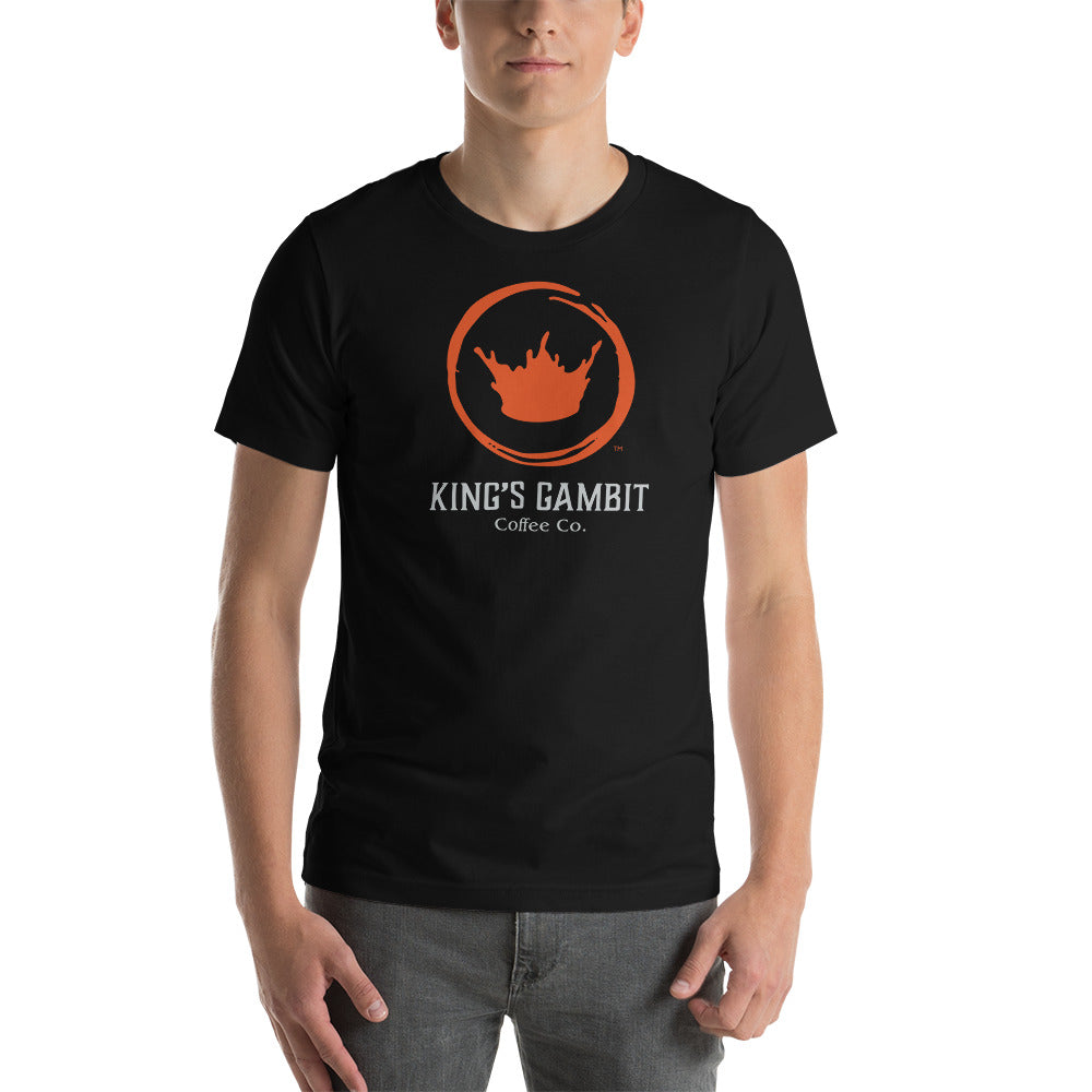 Black unisex Coffee Lover T-shirt by King's Gambit Coffee, featuring a stylish front design for casual wear.